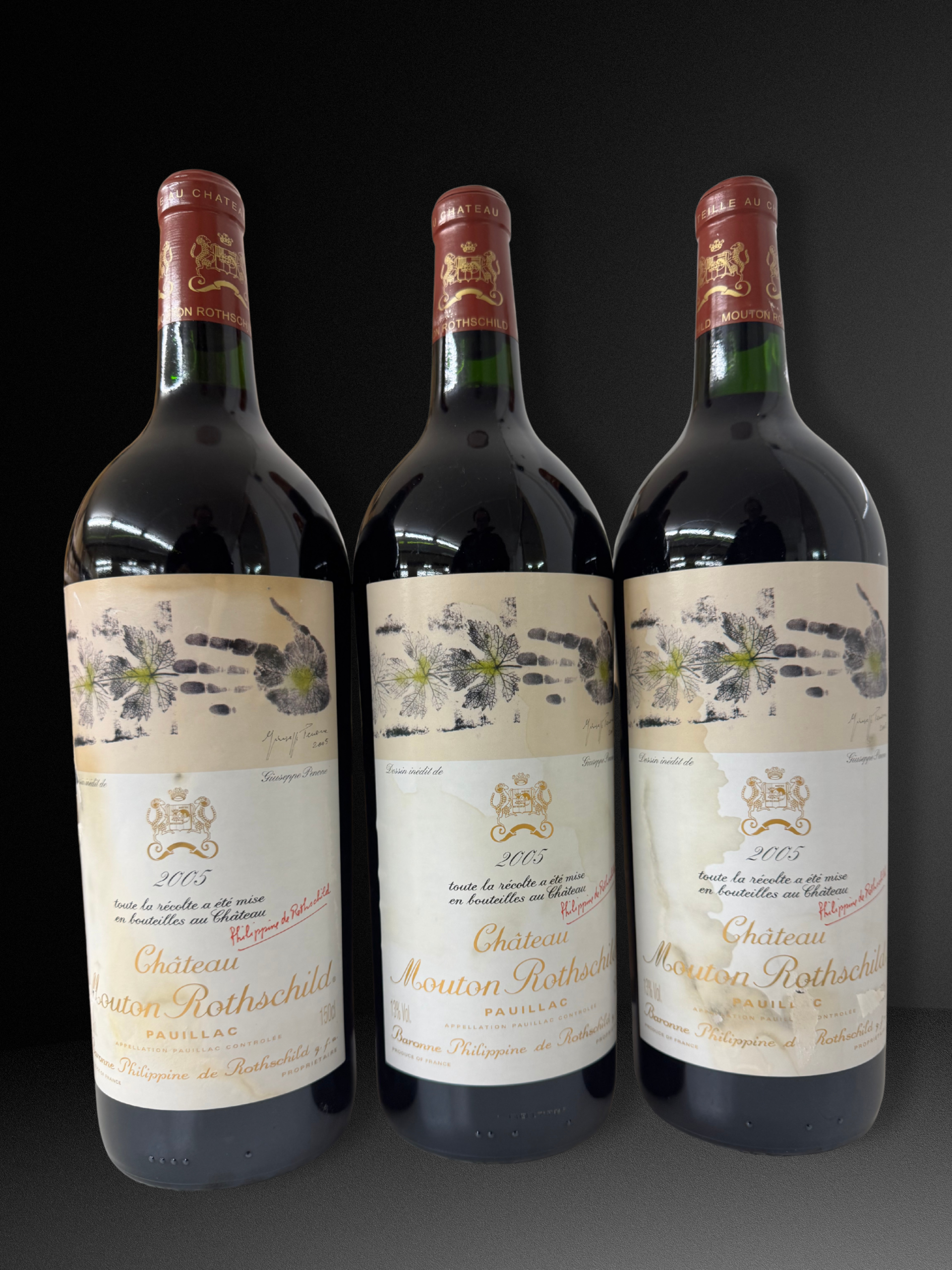 Chateau Mouton Rothschild, 2005 Magnum, label slightly bs