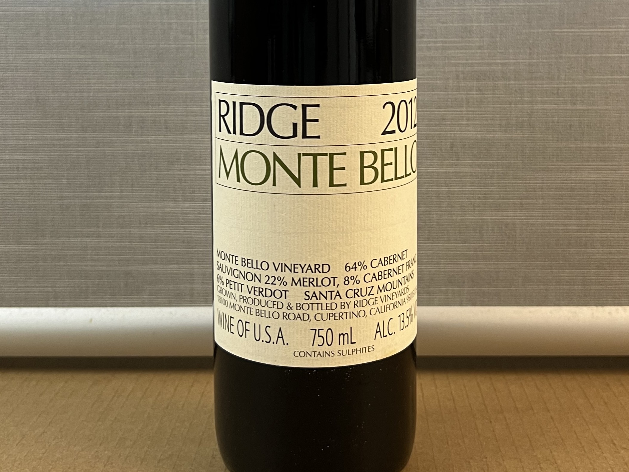 Ridge Monte Bello 2012, 1 Fl.